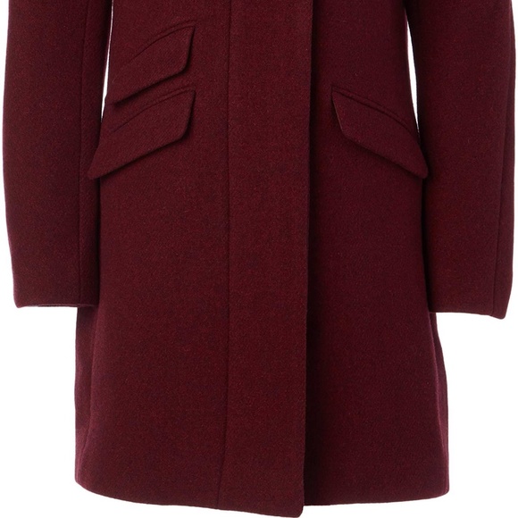 ✨NWT✨ J.CREW Cocoon Coat in Italian stadium-cloth Wool Blend Maroon Sz 0 (XS) - Picture 9 of 16